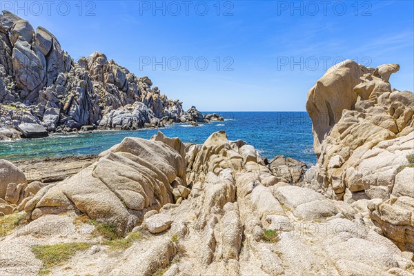 Bizarre rock formations in the Valle della Luna on the rocky coast of Capo Testa near Santa Teresa di Gallura