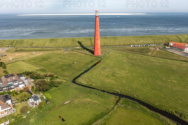 Drone shot of the lighthouse Huisduinen