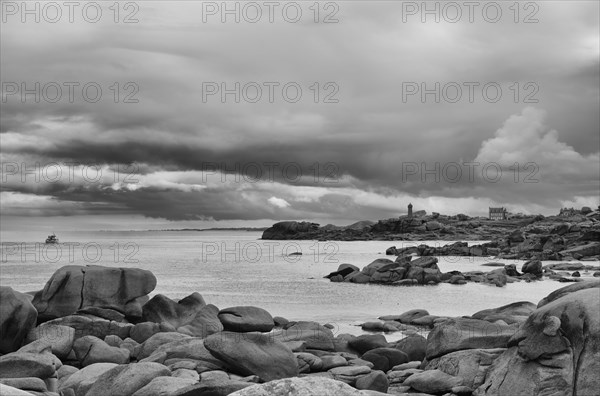 View from Ile Renote to Phare de Ploumanac'h lighthouse