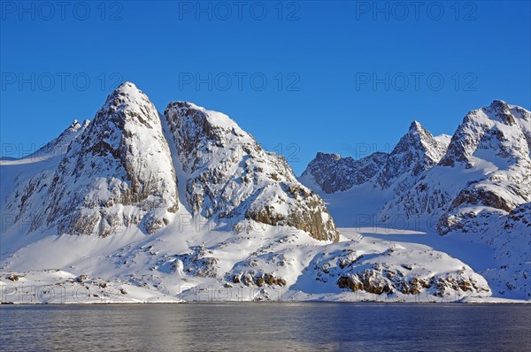 Fjord and deserted mountain landscape