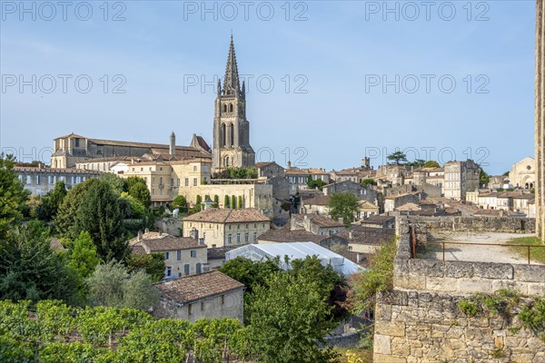 Town view with rock church