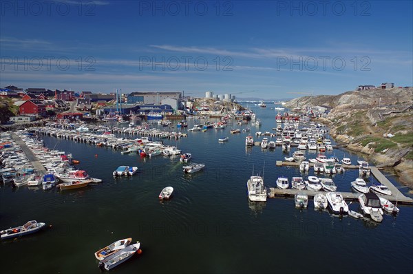 Leisure boats moored in the harbour