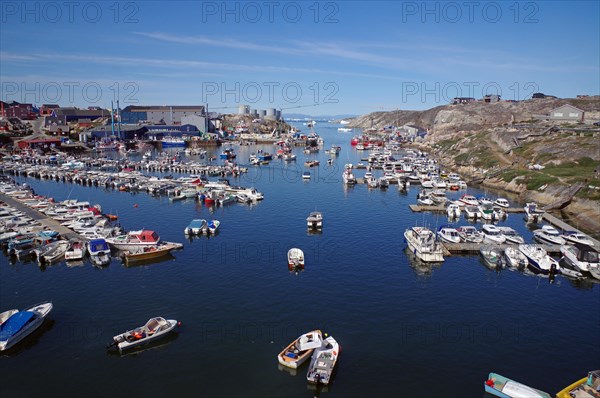 Leisure boats moored in the harbour