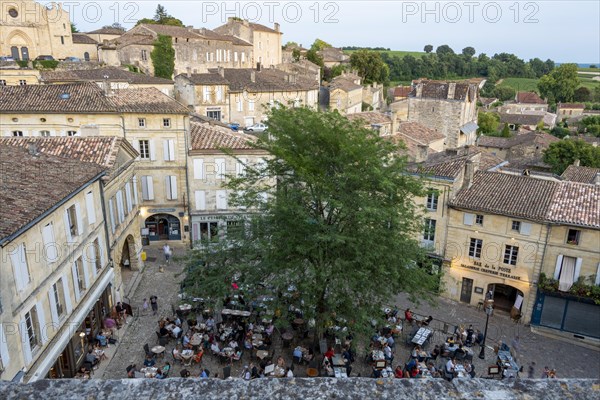 Tourists sitting at tables