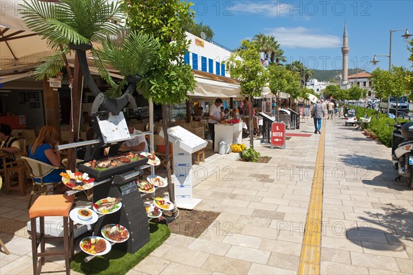 Brodrum harbour promenade with few tourists