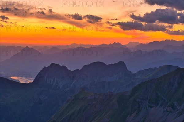 View from Brienzer Rothorn on Central Swiss Alps