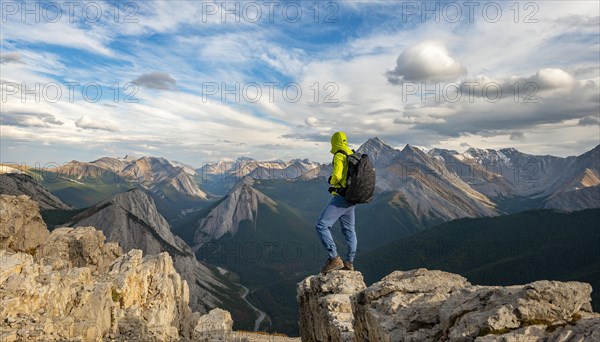 Hiker standing on a rock