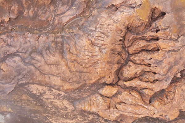 Erosion of extremely mineral-rich rock in the area of the Rio Tinto mines