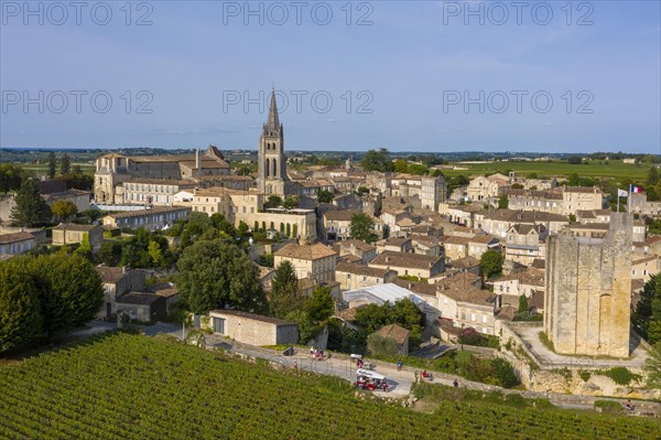 Town view with rock church