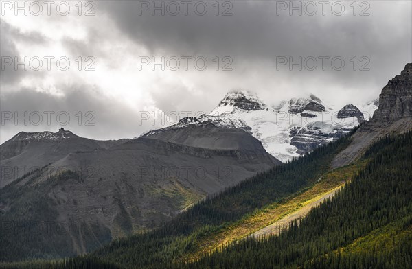 Cloudy snow-capped peaks