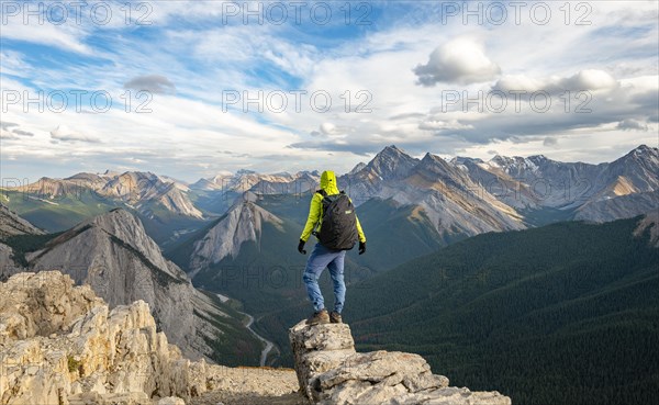 Hiker standing on a rock