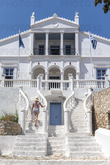 Woman walking on stairs