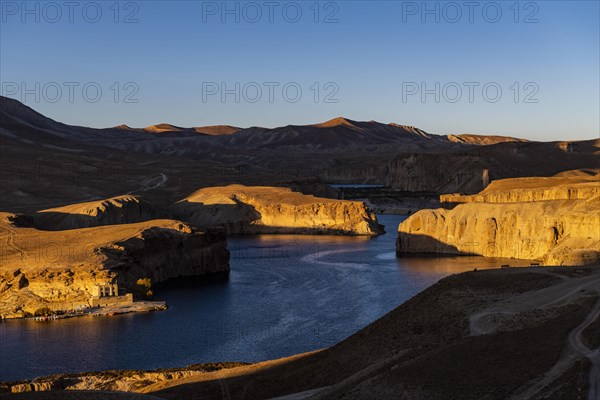 Sunset over the deep blue lakes of the Unesco National Park