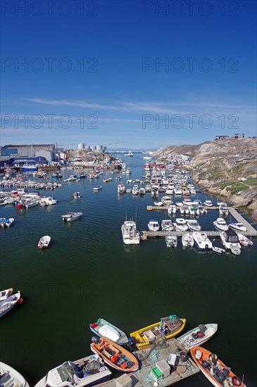 Leisure boats moored in the harbour