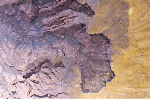 Erosion of extremely mineral-rich rock in the area of the Rio Tinto mines