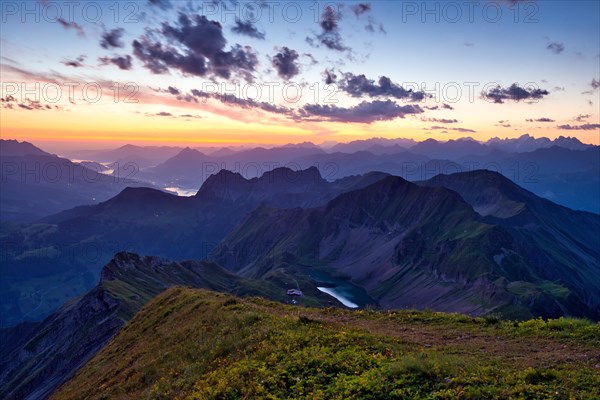 View from Brienzer Rothorn on Central Swiss Alps