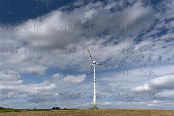 Windmill and cloudy sky