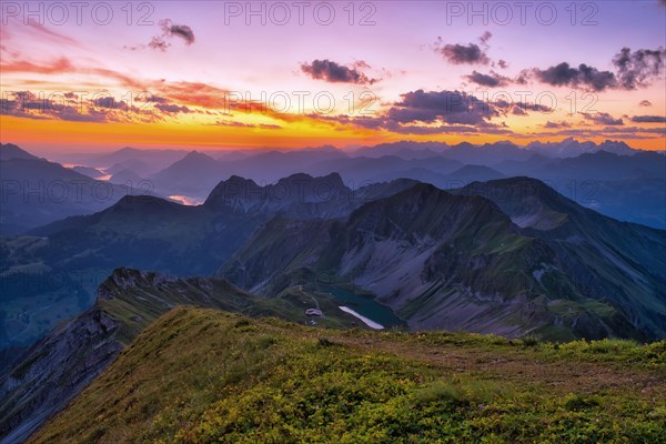 View from Brienzer Rothorn on Central Swiss Alps