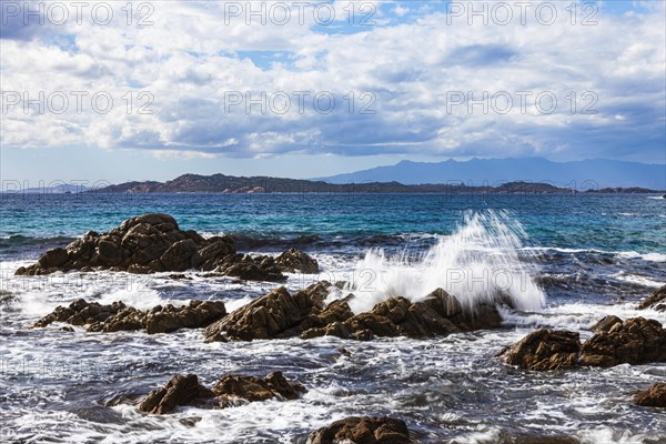 Stormy sea on the rocky coast of Isola Maddalena