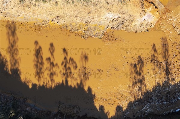 Shadows of trees above the Rio Tinto