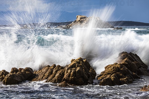 Stormy sea on the rocky coast of Isola Maddalena