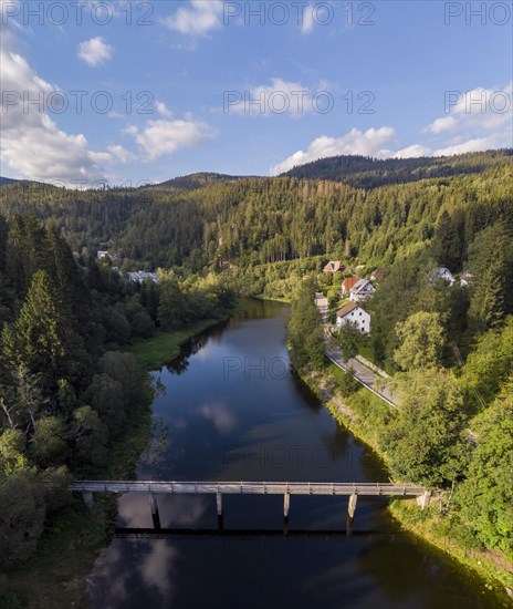 Albstausee with wooden footbridge