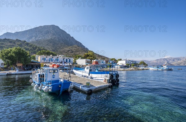 Boats in the small harbour of Telendos