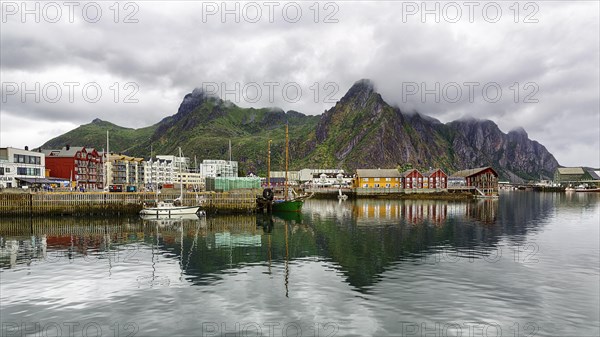 Colourful houses at the harbour of Svolvaer
