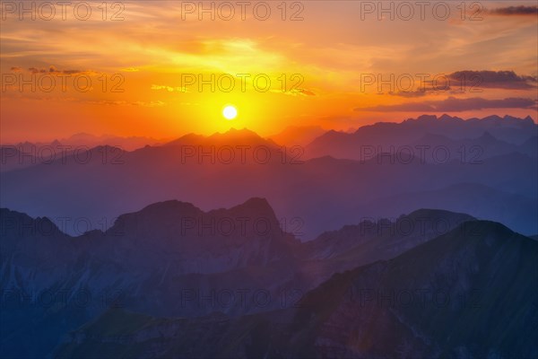 View from Brienzer Rothorn to Central Swiss Alps