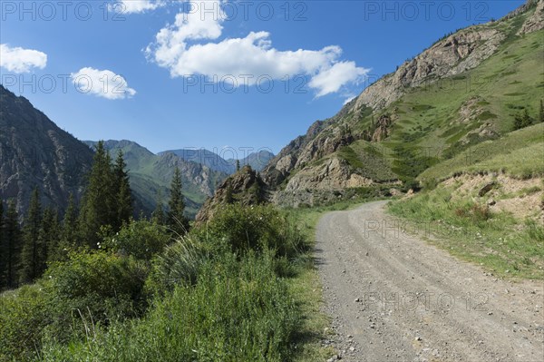 Gravel road through the Naryn Gorge