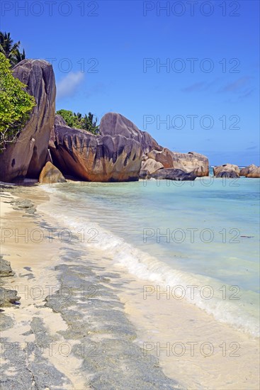 Beach and granite rocks at the dream beach Source d'Argent