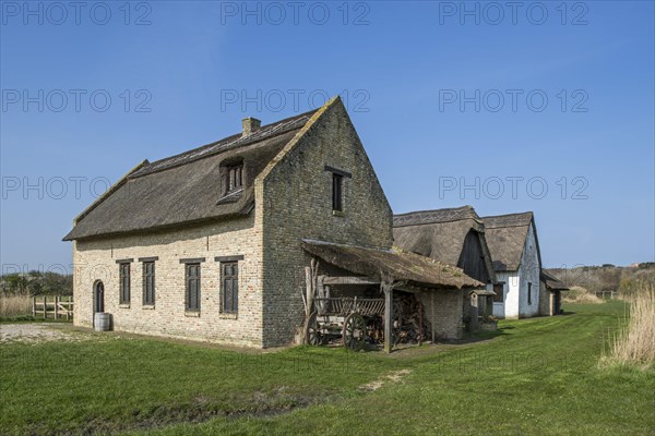 Reconstructed 15th century fishing huts of the medieval fishing village of Walraversijde