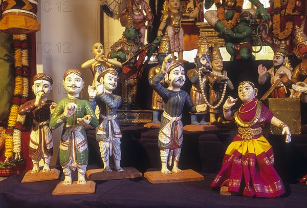 Doll display of kolu during the Navratri festival at Tamil Nadu