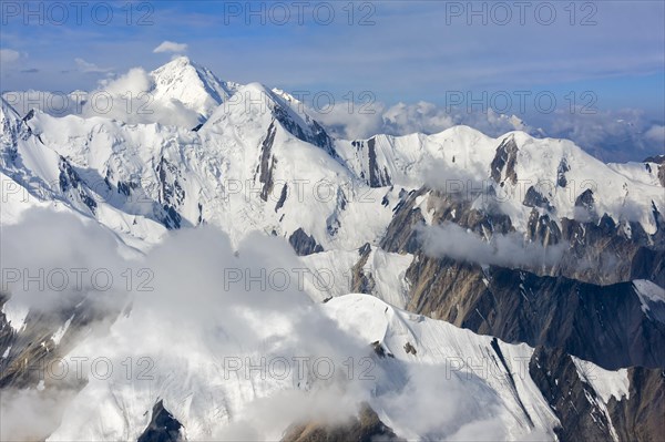 Aerial view over the central Tian Shan Mountains