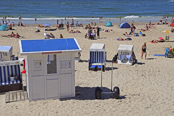 Tourists and beach chairs on the main beach of Westerland