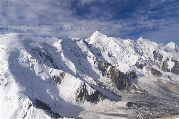 Aerial view over the central Tian Shan Mountains