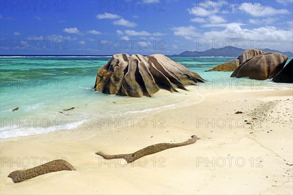 Beach and granite rocks at the dream beach Source d'Argent