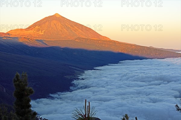 Sunrise on Pico del Teide above trade wind clouds