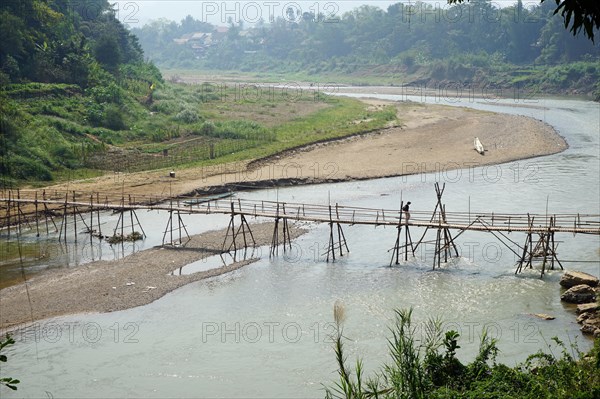 Temporary bridge over the Nam Khan