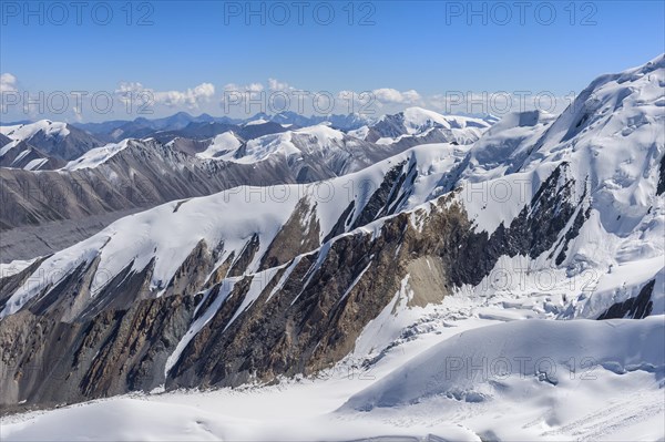 Aerial view over the central Tian Shan Mountains