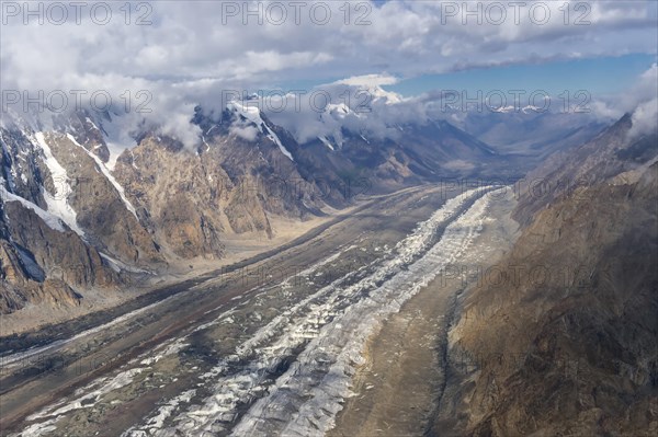 Aerial view over the central Tian Shan Mountains