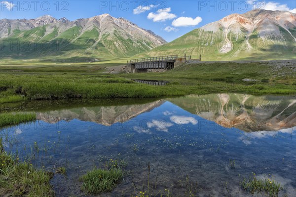 Mountains reflected in the water