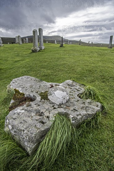 Old broken off Celtic cross on the Kilmuir Cemetery
