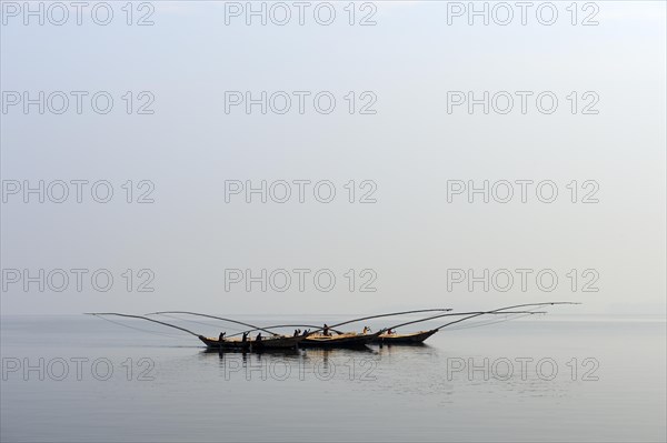 Fishermen in their boats on Lake Kivu