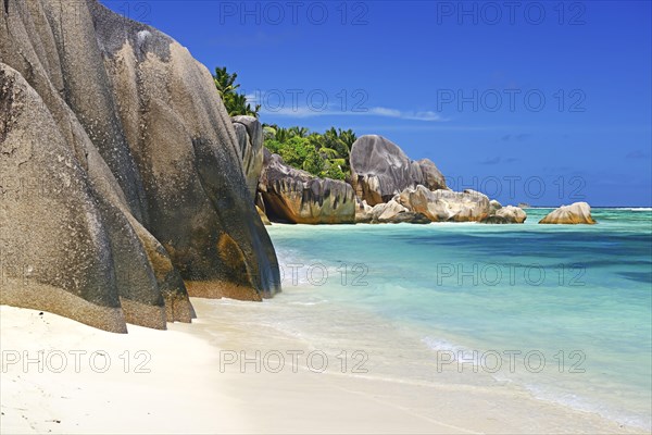 Beach and granite rocks at the dream beach Source d'Argent