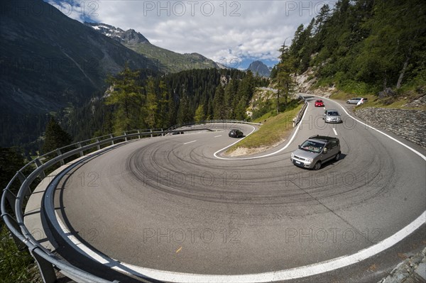 Cars at the Maloja Pass