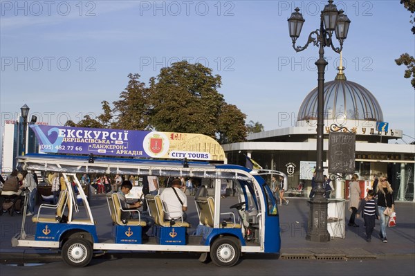 Tourist bus in front of funicular station