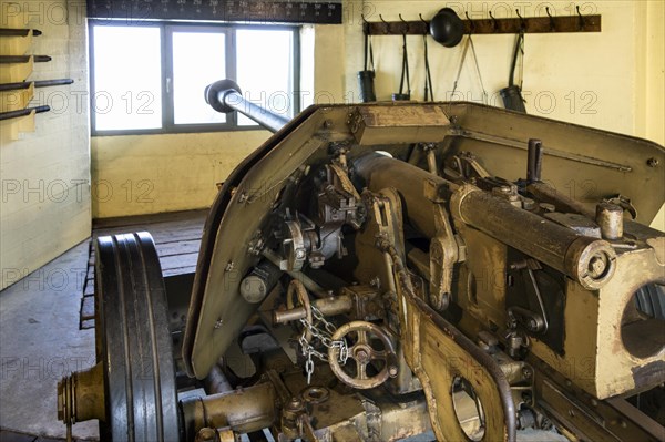 German WWII Pak 40 75 mm anti-tank gun in the bunker at Raversyde Atlantikwall