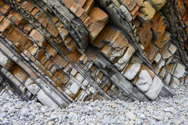 Detail of a sedimentary sandstone layer in the cliffs of Sandymouth