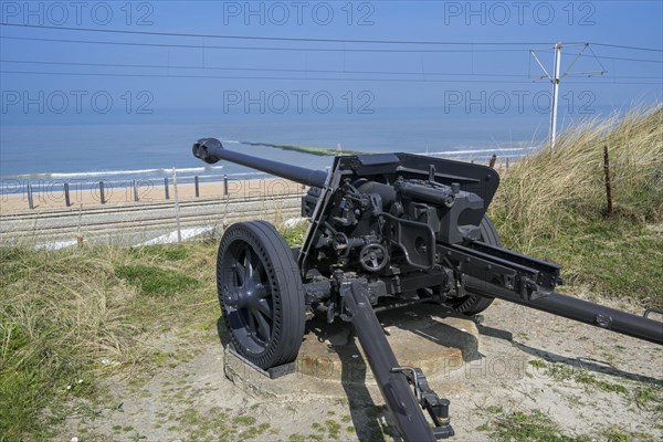 German anti-tank gun Pak 40 75 mm from the Second World War at the Atlantikwall in Raversyde